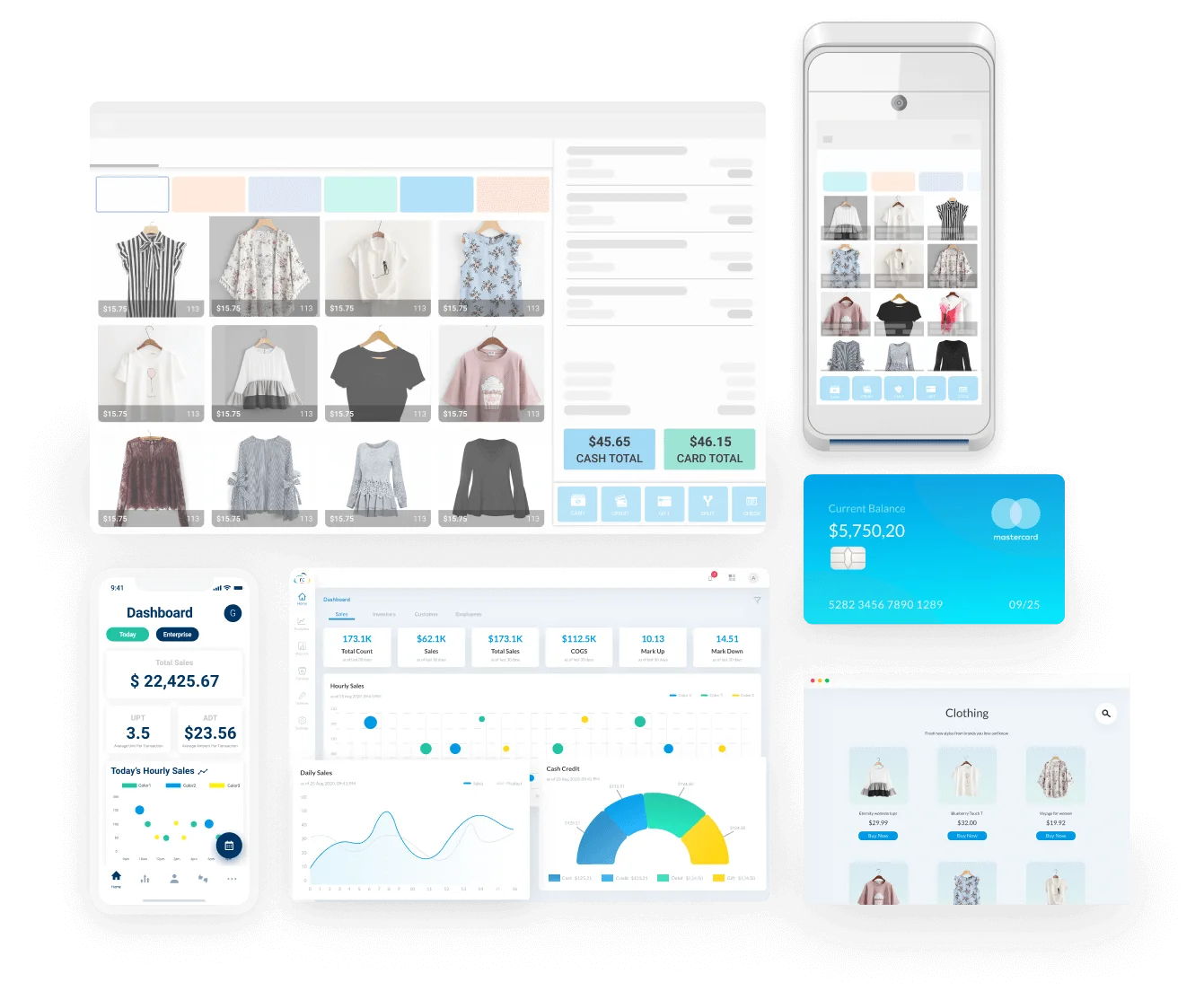 image contains screens of main retailcloud solutions